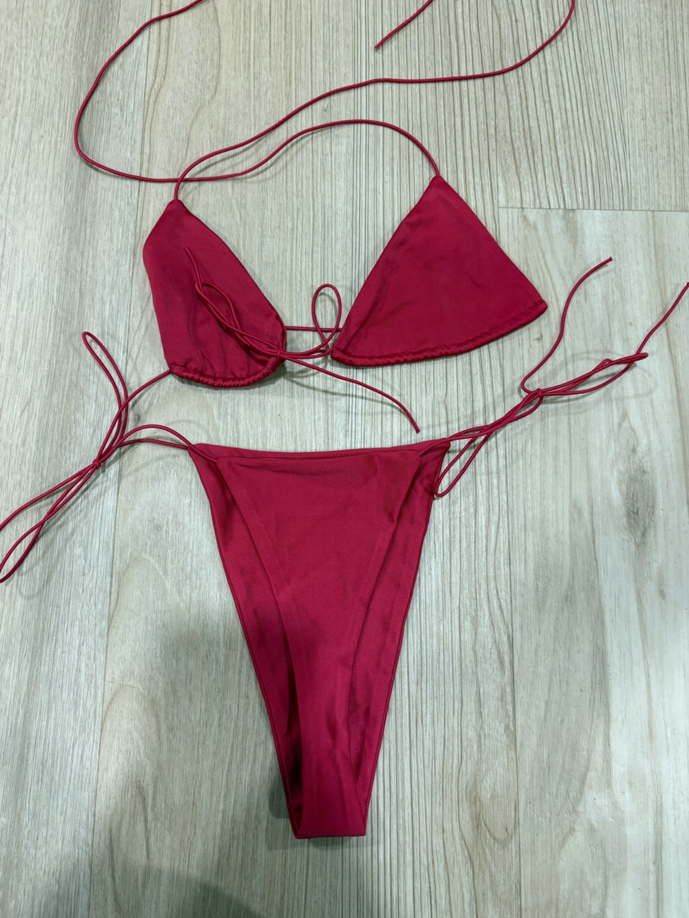 Adjustable Red Triangle String Bikini Set - Picture 4 of 4